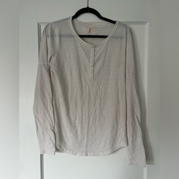 Lucy Tops - LUCY Striped Long Sleeve Henley Top